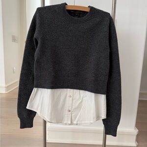 Marc By Marc Jacobs Charcoal Sweater with White Layered Hem